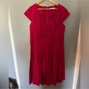 Plus Size Red Cotton Dress Cap Sleeve Casual Comfy Flowy Picnic Lounge XL